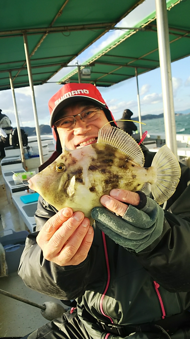 強風での船カワハギ