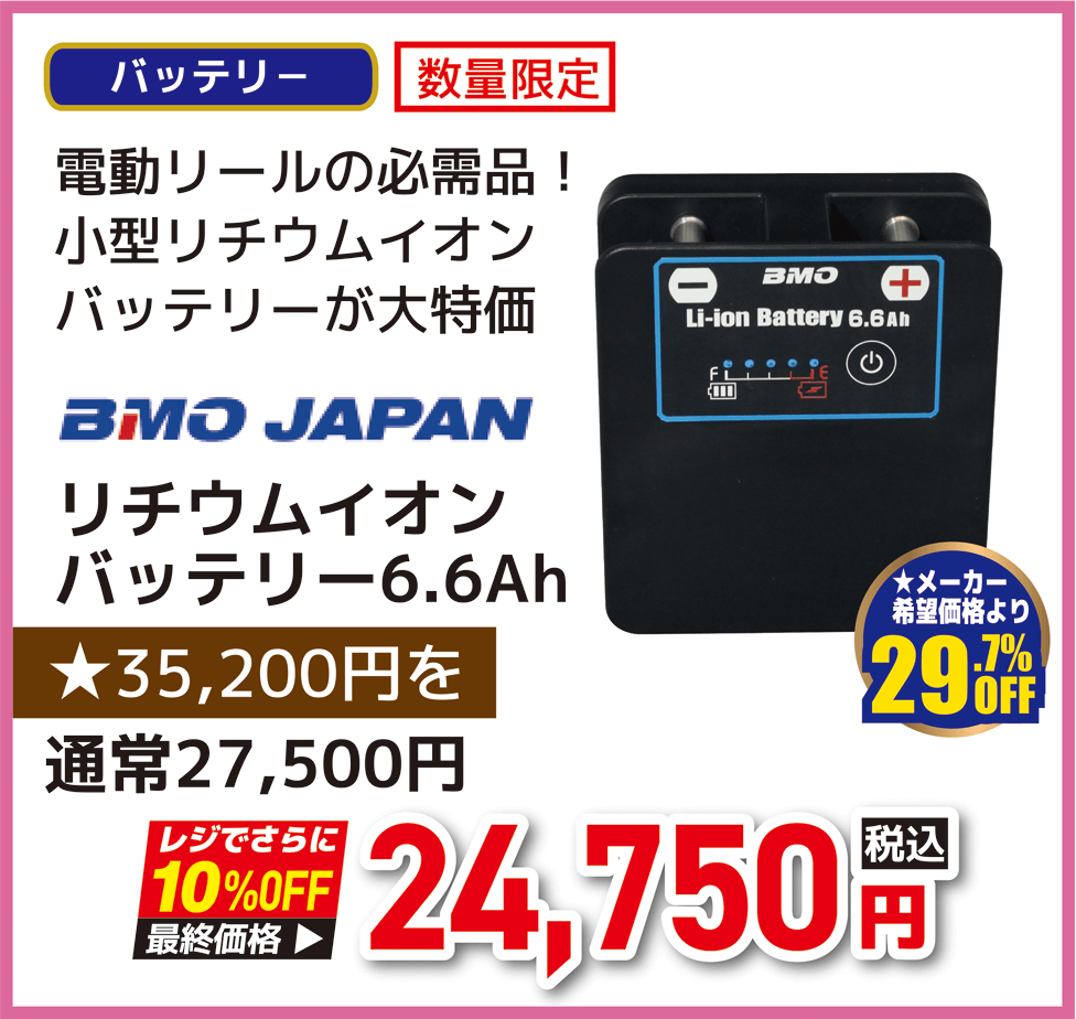 ビーエムオージャパン(BMO JAPAN) リチウムイオンバッテリー6.6Ah