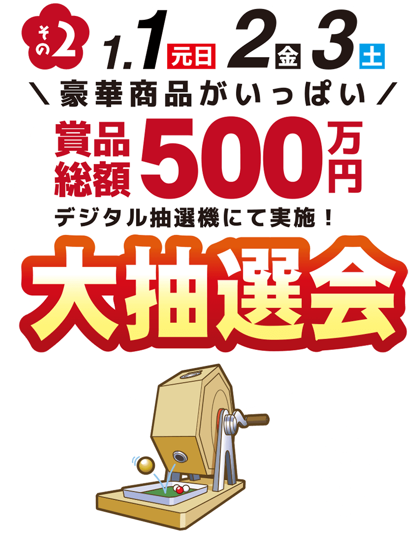 賞品総額500万円 大抽選会